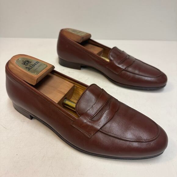 VGUC Ralph Lauren Purple Label Chili Brown Calf Penny Loafer Made in Italy 9.5 D main image 9